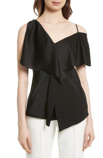 Women's Diane Von Furstenberg Asymmetrical Ruffle Top - Black