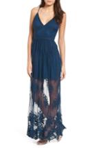 Women's Socialite Embroidered Maxi Dress - Blue