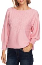 Women's Cece Stepped Cable Sweater - Pink
