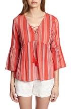 Women's Sanctuary Sedona Lace-up Blouse, Size - Coral