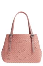 Bottega Veneta Medium Cesta Embroidered Butterfly Leather & Genuine Snakeskin Handbag - Brown
