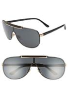 Women's Versace 40mm Shield Sunglasses - Black/ Gold/ Black Solid