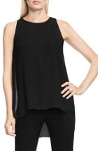 Petite Women's Vince Camuto Sleeveless Crepe High/low Top, Size P - Black