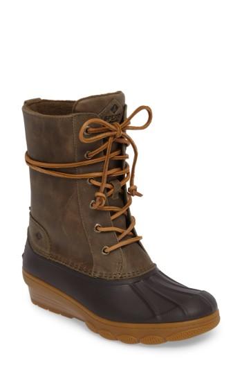 Women's Sperry Saltwater Wedge Reeve Waterproof Boot M - Green