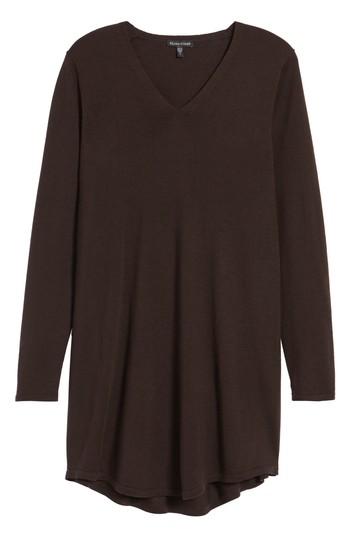 Petite Women's Eileen Fisher Lightweight Merino Jersey V-neck Tunic, Size P - Green