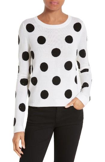 Women's Alice + Olivia Celyn Embellished Polka Dot Crewneck