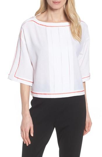 Women's Ming Wang Contrast Trim Tunic - White