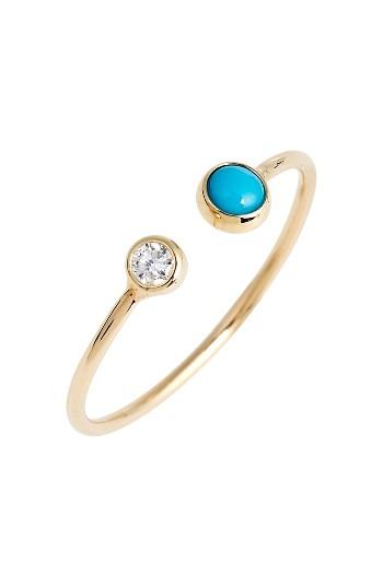 Women's Zoe Chicco Diamond & Turquoise Open Stack Ring