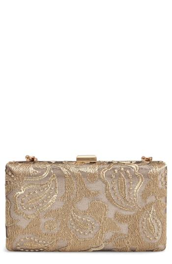 Nordstrom Metallic Lace Pattern Box Minaudiere - Metallic