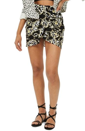 Women's Topshop Chain Print Miniskirt Us (fits Like 0) - Black