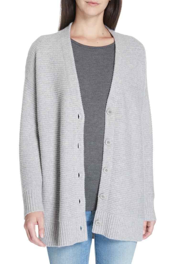Women's Eileen Fisher Cashmere Blend V-neck Cardigan, Size /x-small - Grey