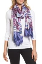 Women's Nordstrom Exotic Floral Print Cashmere & Silk Scarf, Size - Purple