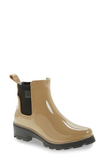 Women's Dav 'prague' Waterproof Chelsea Rain Boot M - Beige