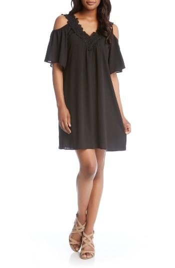 Women's Karen Kane Lace Trim Crepe Cold Shoulder Dress