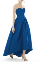 Women's Alfred Sung Strapless High/low Sateen Twill Gown - Blue