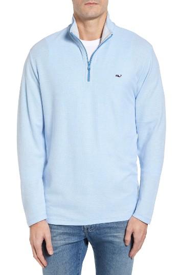 Men's Vineyard Vines Reverse Oxford Quarter Zip Pullover - Blue