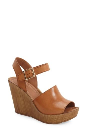 Women's Topshop 'willow' Platform Wedge Sandal .5us / 40eu - Brown