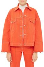 Women's Topshop Boutique Raw Cuff Denim Jacket Us (fits Like 2-4) - Red