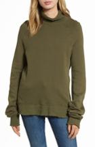 Women's Pam & Gela Distressed Fleece Turtleneck Sweatshirt - Green