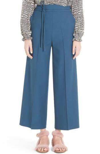 Women's Valentino Tie Waist Crop Wool Pants