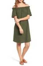 Women's Caslon Off The Shoulder Slub Knit Shift Dress - Green