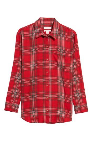 Women's Treasure & Bond Tartan Boyfriend Shirt - Red
