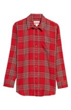 Women's Treasure & Bond Tartan Boyfriend Shirt - Red