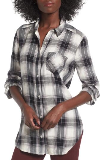 Women's Bp. Plaid Cotton Blend Shirt - Ivory