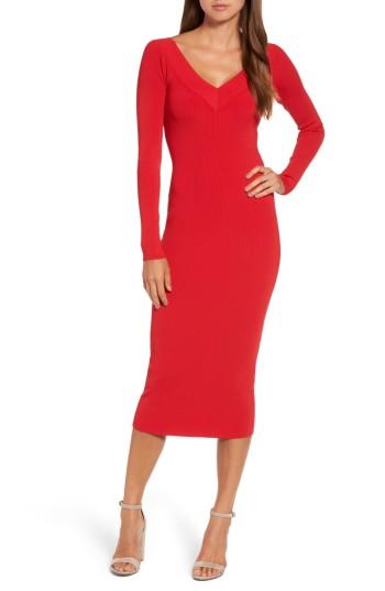 Women's Trouve Midi Sweater Dress, Size - Black