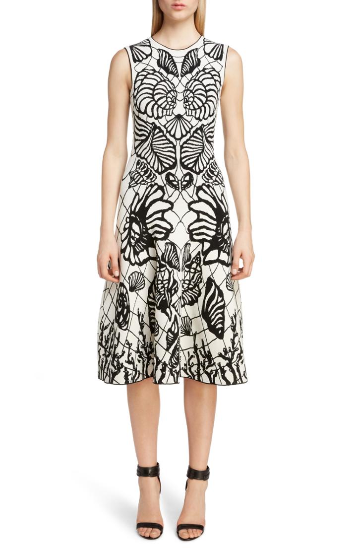 Women's Alexander Mcqueen Shell Jacquard A-line Dress - Ivory