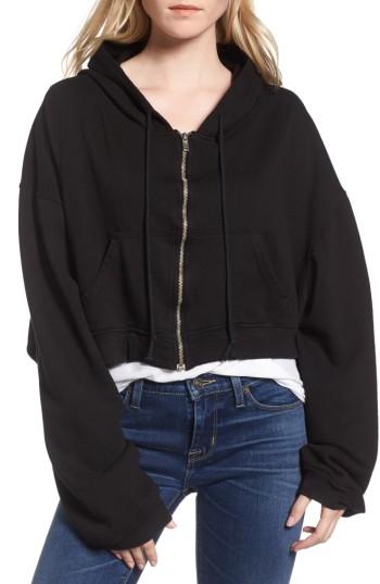 Women's Hudson Jeans Crop Zip Hoodie - Black