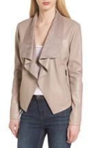 Women's Bagatelle Drape Faux Leather & Faux Suede Jacket - Grey