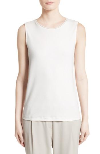 Women's Fabiana Filippi Beaded Stretch Cotton Tank Us / 42 It - White