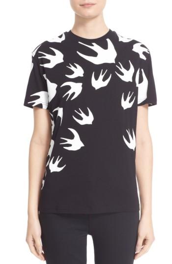Women's Mcq Alexander Mcqueen Swallow Print Tee - Black