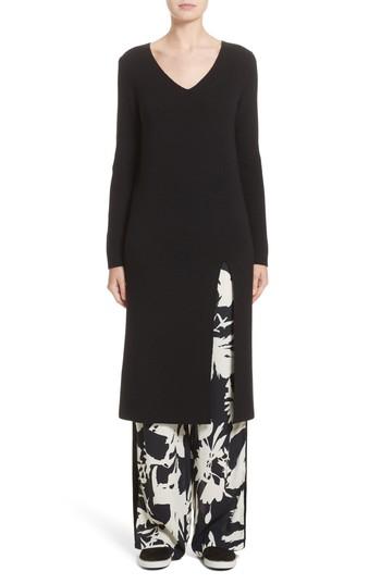 Women's Fuzzi Virgin Wool Front Slit Tunic - Black