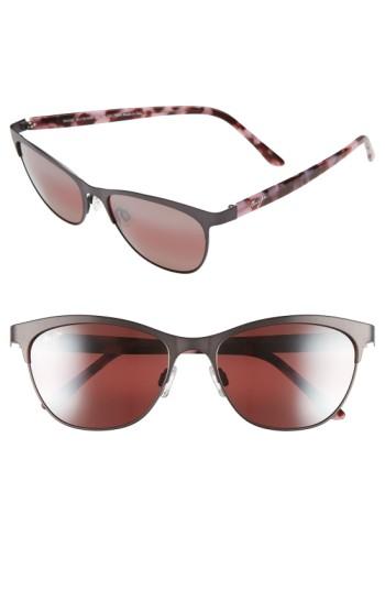 Women's Maui Jim Popoki 54mm Polarizedplus2 Sunglasses - Satin Dark Gunmetal/ Maui Rose