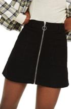 Women's Topshop Zip Through Corduroy Skirt Us (fits Like 0) - Black