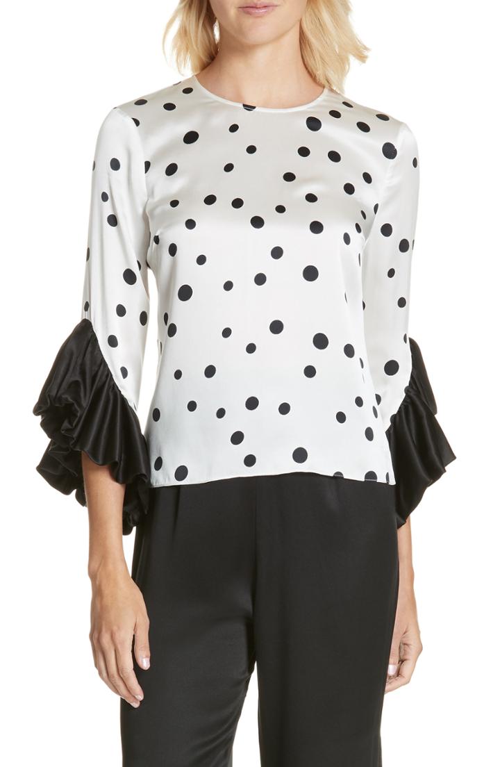 Women's Amur Fern Ruffle Sleeve Silk Blouse - White