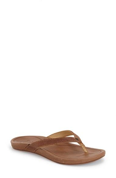 Women's Olukai 'hi Ona' Flip Flop M - Beige