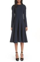 Women's Oscar De La Renta Split Sleeve Stretch Wool Dress - Blue