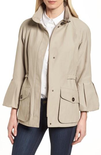 Women's Gallery Bell Sleeve Jacket With Stowaway Hood - Beige