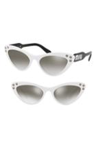 Women's Miu Miu Logomania 55mm Cat Eye Sunglasses - White Gradient Mirror