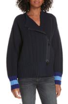 Women's Lewit Asymmetrical Zip Front Wool & Cashmere Sweater - Blue