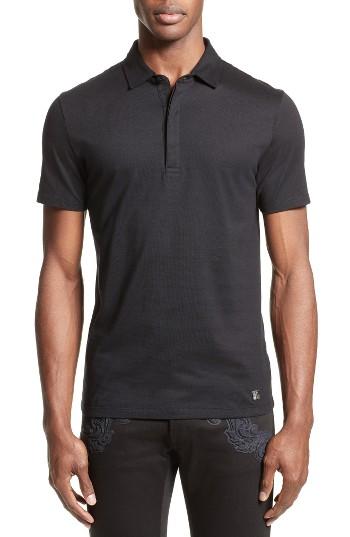 Men's Versace Collection Medusa Foil Back Polo - Black