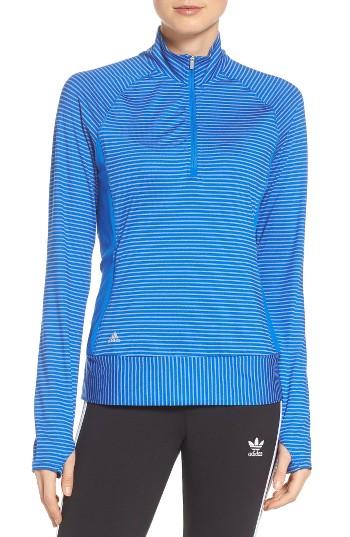 Women's Adidas 'essentials Rangewear' Half Zip Top - Blue