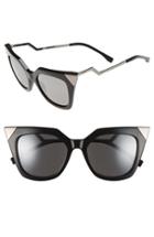 Women's Fendi 52mm Cat Eye Sunglasses - Black/ Dark Ruthenium