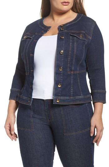 Women's Ashley Graham X Marina Rinaldi Canberra Denim Jacket - Blue