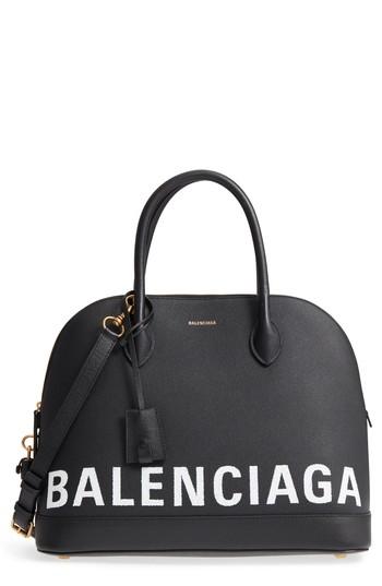 Balenciaga Medium Ville Logo Leather Satchel - Black