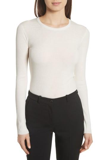 Women's Theory Mirzi Ribbed Sweater, Size - Ivory