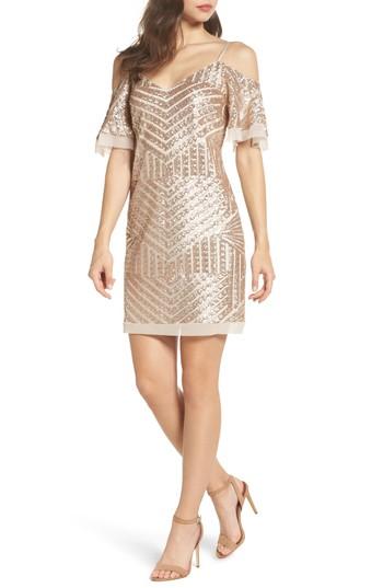 Women's Vince Camuto Sequin Cold Shoulder Dress - Metallic